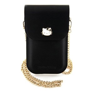 Hello Kitty Bag black Leather Metal Logo Chain