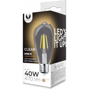 Telforceone LED Bulb Filament E27 ST64 4W 230V 2700K 470lm COG clear Forever Light