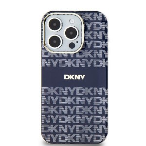 None DKNY case for iPhone 15 6,1" DKHMP15SHRHSEB blue HC Magsafe pc tpu repeat texture pattern w stripe