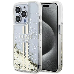 None Guess case for iPhone 15 Pro Max 6,7" GUHCP15XLFCSEGT transparent HC LIQ. GLITTER GOLD STRIPES