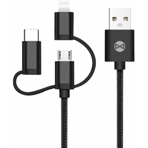 Forever 3in1 cable USB - Lightning + USB-C + microUSB 1,0 m 1,5A black