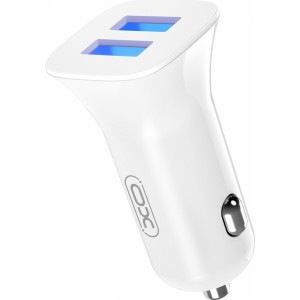 XO car charger TZ10 2x USB 2,4A white + Lightning cable