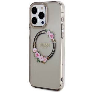 None Guess case for iPhone 15 Pro Max 6,7" GUHMP15XHFWFCK black HC MAGSAFE IML FLOWERS WREATH