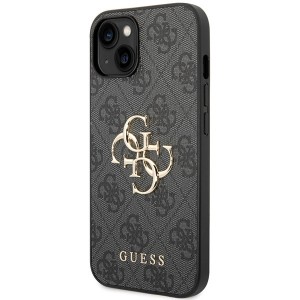 None Guess case for iPhone 15 6,1" GUHCP15S4GMGGR grey HC PU Leather 4G Metal Logo