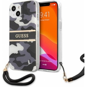 None Guess case for iPhone 13 Pro Max 6,7" GUHCP13XKCABBK black hard case Camo Strap Collection