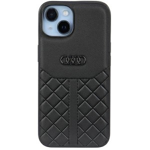 None Audi case for iPhone 13 / 14 / 15 6,1" AU-TPUPCIP14-Q8/D1-BK black hardcase Genuine Leather