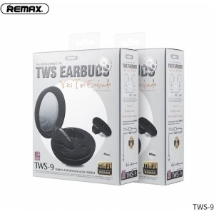 Remax wireless stereo earbuds TWS-9 with docking station and mirror white