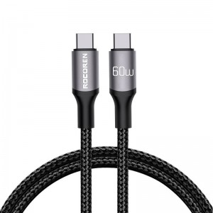 Rocoren Fast Charging cable Rocoren USB-C to USB-C Retro Series 1m 60W (grey)