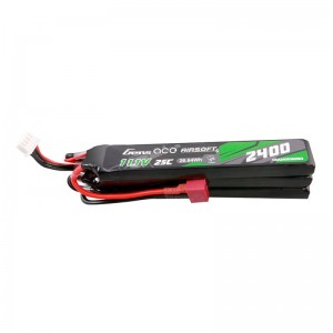 Gens Ace 25C 2400mAh 3S2P 11.1V NUNCHUCK 3X Airsoft Gun Lipo Battery with Deans(T) Plug