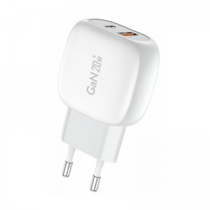 Foneng EU41 USB-C+USB-A 20W power charger + USB-C-USB-C cable (white)