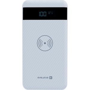 Evelatus EPB05 10000mAh Power Bank X2 USB / Micro USB-C Lightning + 10W bezvadu uzlādētājs balts