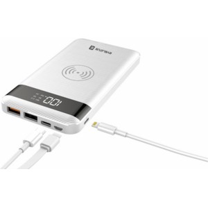 Evelatus EPB05 10000mAh Power Bank X2 USB / Micro USB-C Lightning + 10W bezvadu uzlādētājs balts