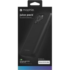 Zagg Mophie Juice Pack case for iPhone 15 Pro Max with built-in 3000 mAh power bank - black