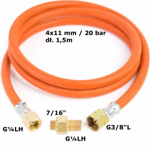 Meva Reduction connection to a tourist gas cylinder G 3/8" L - 7/16" hose 1.5 m