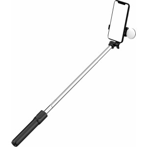 Hurtel Selfie stick WH1YXS telescopic tripod 1m with round lamp and phone holder - black