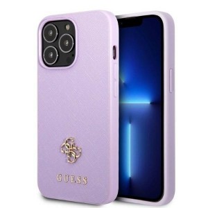 None Guess case for iPhone 13 Pro Max 6,7" GUHCP13XPS4MU purple hardcase Saffiano 4G Small Metal Logo