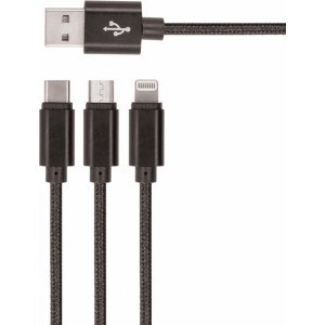 Setty 3in1 cable USB - Lightning + USB-C + microUSB 1,0 m 2A KN3W1-01 black