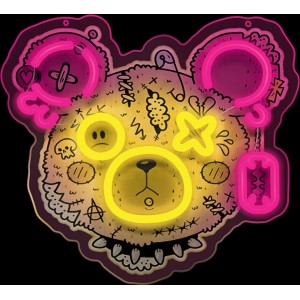 None Neon ART LED PUNK TEDDY BEAR pink-yellow FLA01 Forever Light