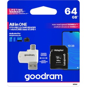 Goodram memory card 64GB microSDHC cl. 10 UHS-I + adapter + card reader