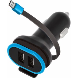 Forever CC-02 car charger 2x USB 3A black with microUSB cable 0,2 m