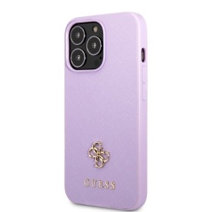 None Guess case for iPhone 13 Pro Max 6,7" GUHCP13XPS4MU purple hardcase Saffiano 4G Small Metal Logo