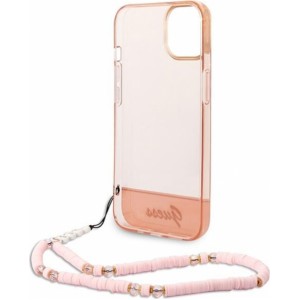 None Guess case for iPhone 14 Plus 6,7" GUHCP14MHGCOHP pink hardcase Translucent Pearl Strap