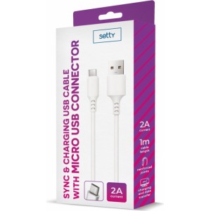 None Setty cable USB - microUSB 1,0 m 2A white NEW