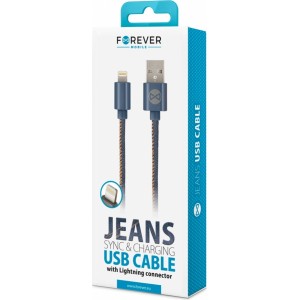 Forever Jeans cable USB - Lightning 1,0 m 2A blue