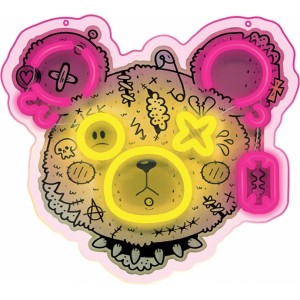 None Neon ART LED PUNK TEDDY BEAR pink-yellow FLA01 Forever Light