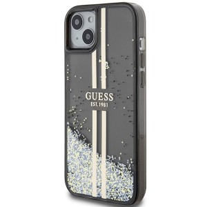 None Guess case for iPhone 15 6,1" GUHCP15SLFCSEGK black HC LIQ. GLITTER GOLD STRIPES