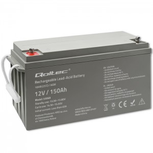 Qoltec AGM battery | 12V | 150Ah | 40.1kg | Maintenance-free | Strong | LongLife | for UPS, RV, boat, heater