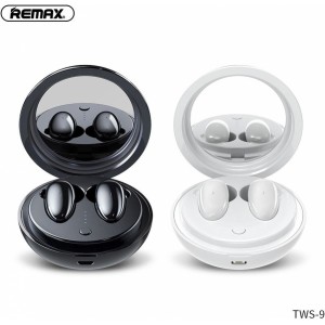 Remax wireless stereo earbuds TWS-9 with docking station and mirror black