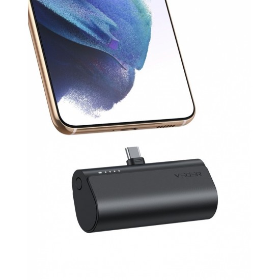 Veger powerbank 5 000 mAh with built-in connector Type C PD QC3.0 3A 20W PlugOn (W0556) black