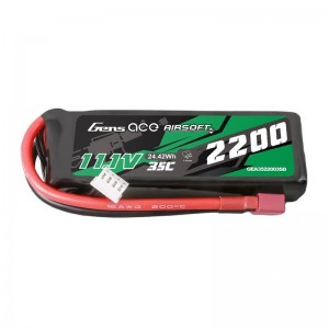 Gens Ace 35C 2200mAh 3S1P 11.1V Airsoft Gun Lipo Battery with T Plug