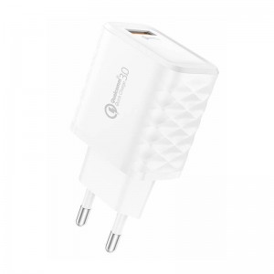 Foneng EU54 USB-A, 3A mains charger (White) + USB-A to Lightning cable