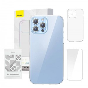 Baseus Phone case Baseus Crystal Clear for 13 Pro Max (transparent) +all-tempered-glass screen protector +cleaning kit