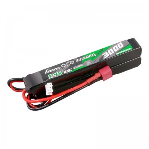 Gens Ace 25C 3000mAh 2S2P 7.4V Saddle Airsoft Gun Lipo Battery with Mini Deans(T) Plug