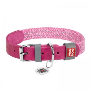 Waudog Classic Dog collar with QR code Waudog size L pink