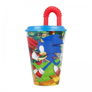 Stor Water Cup with Straw for Kids STOR 40530 430 ml Sonic the Hedgehoh (blue&red)