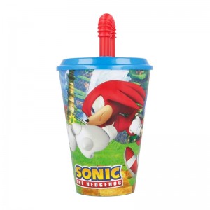 Stor Water Cup with Straw for Kids STOR 40530 430 ml Sonic the Hedgehoh (blue&red)