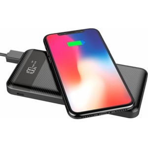 Evelatus EPB05 10000mAh Power Bank X2 USB / Micro USB-C Lightning + 10W bezvadu uzlādētājs Melns