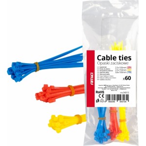 Amio Multicoloured plastic cable ties set of 60 pcs. AMIO-04313