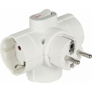 Electraline 55090 Strāvas adapters ar slēdzi 3x / 16A / 250V