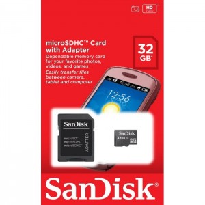 Sandisk Atmiņas karte microSDHC 32GB + Adapteris