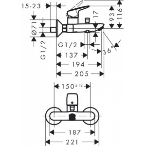 Hansgrohe Logis vannas maisītājs, hroms