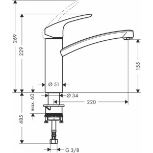 Hansgrohe Focus 160 virtuves maisītājs, nerūsējošs tērauds