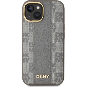 Dkny Leather Checkered Mono Pattern MagSafe iPhone 14 Case - Beige