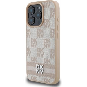 Dkny Checkered Pattern & Printed Stripes iPhone 16 Pro Case - Pink