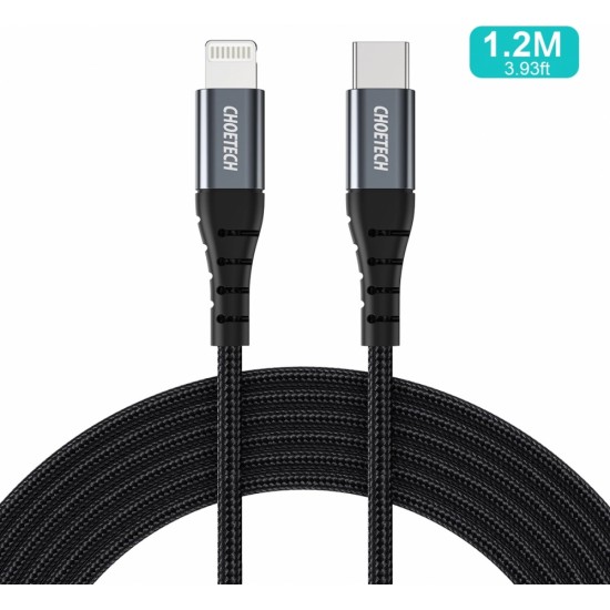 Choetech IP0039 USB-C / Lightning MFi cable, 1.2m long - black