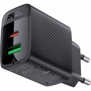 Acefast A78 GaN USB-A / USB-C PD 20W network charger - black